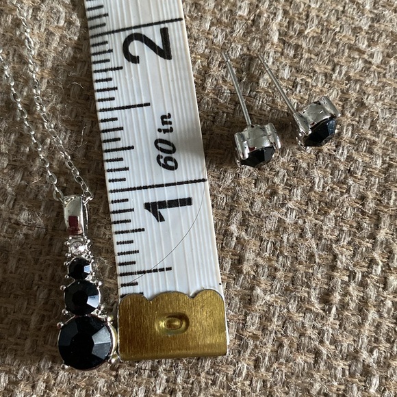 BLACK onyx pendant earring jewelry set necklace Trinity - Picture 2 of 5